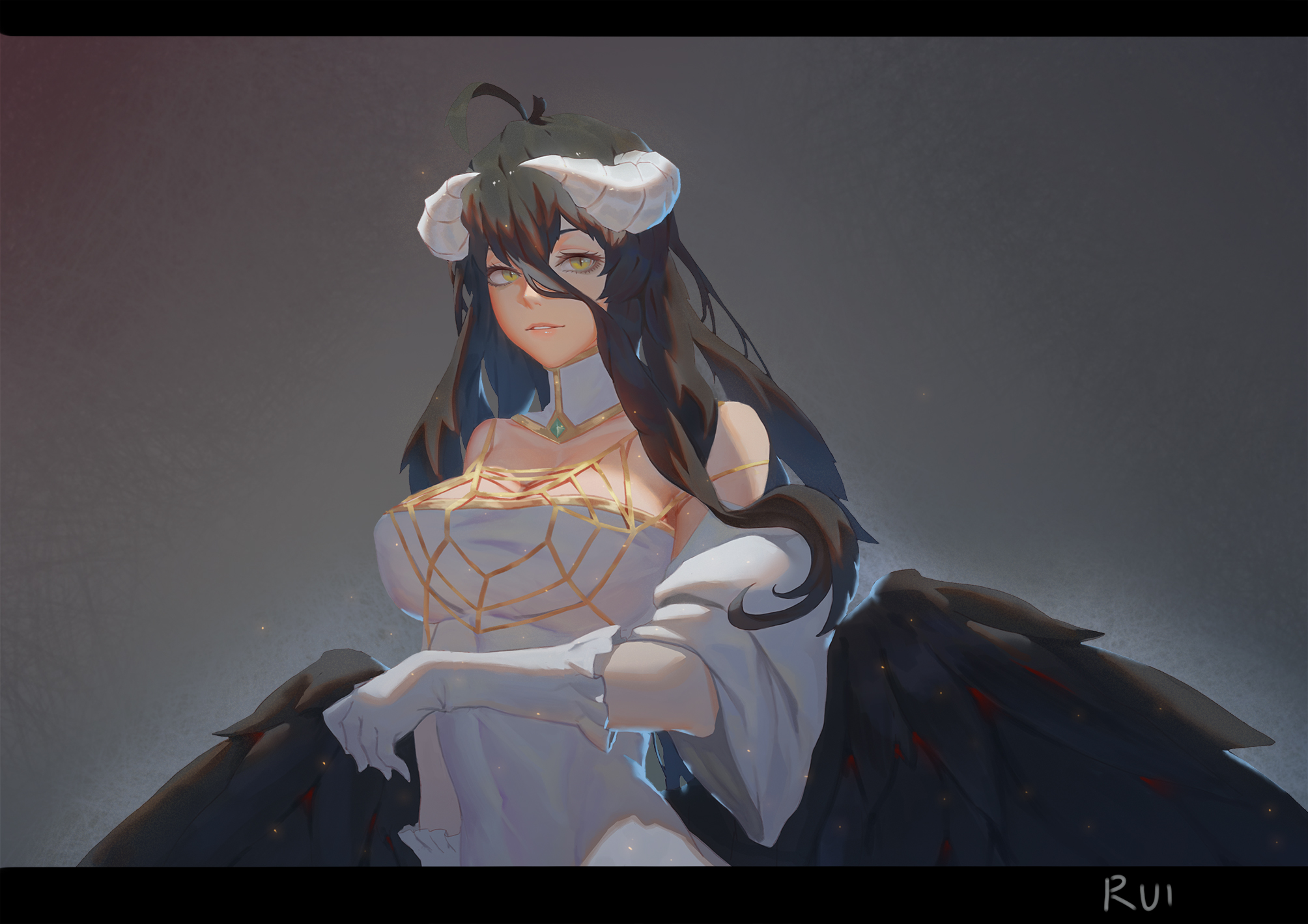 Ray Nagaseray Overlord Albedo Overlord Cleavage Dress Horns Wings 552279 Yandere